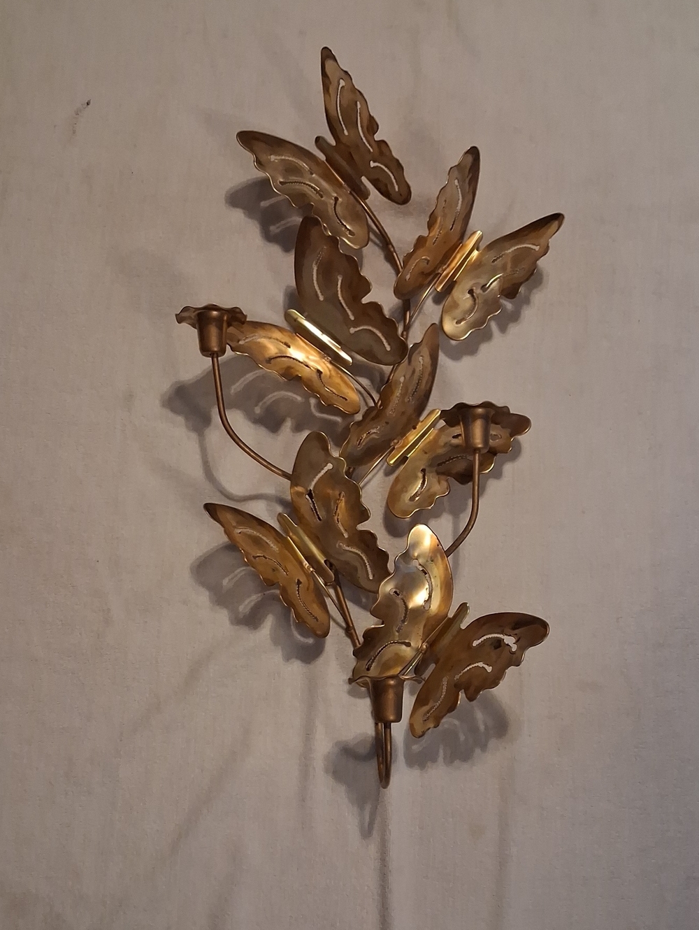 Home Interiors Gold Butterfly Metal Wall Accent 23.5 X 11 Inches